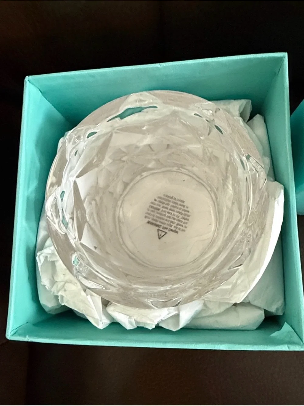 NIB Tiffany & Co. New diamond cut crystal large votive candle holder